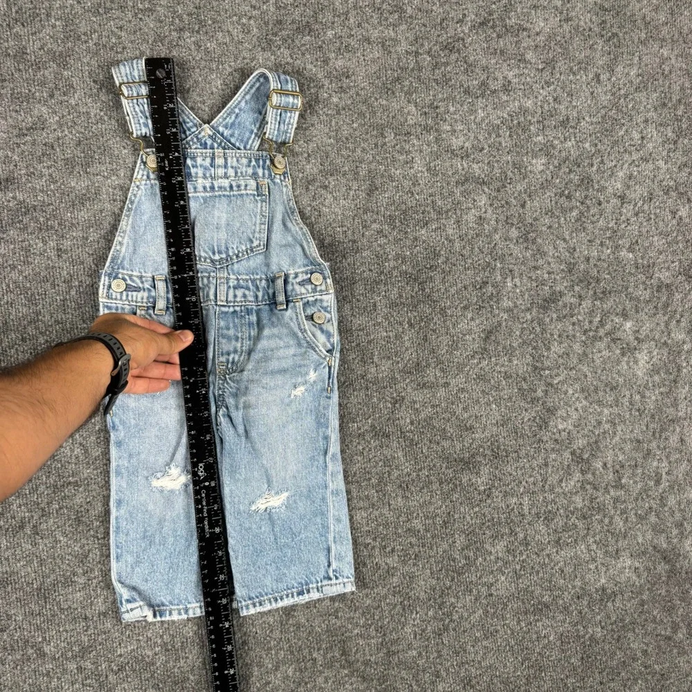 Baby Gap Overalls Toddler Size 12-18 Months Blue Distressed Cotton Denim Bibs